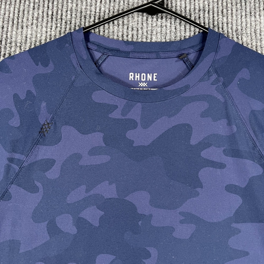 Rhone Shirt Mens Small Blue Camo Long Sleeve Activewear Casual Gym Workout